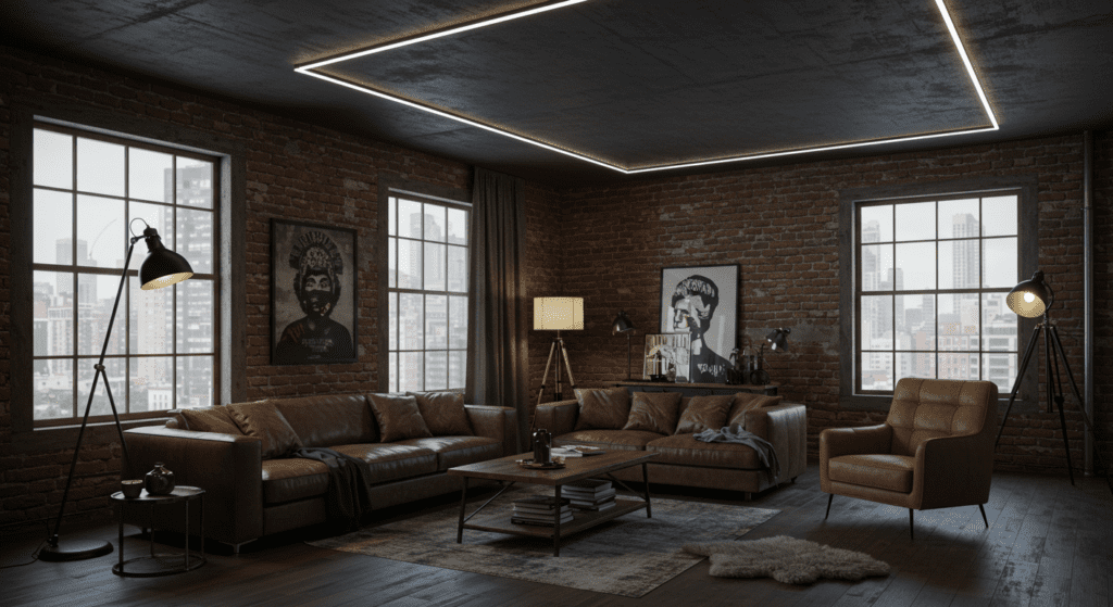 Натяжной потолок в гостиной Караганда AVADA — просторная планировка